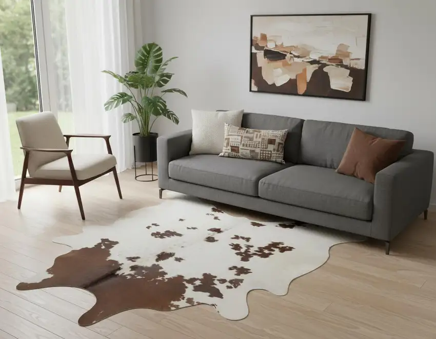 Brown And White Cowhide Area Rug Photo 1