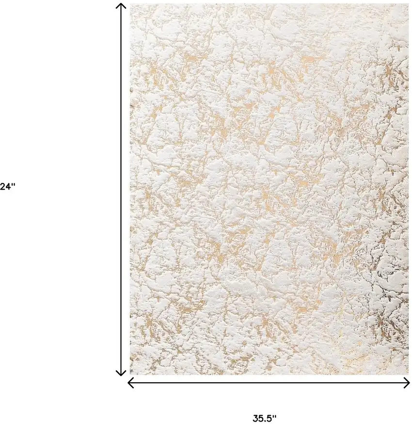 White and Gold Faux Fur Abstract Shag Non Skid Area Rug Photo 3