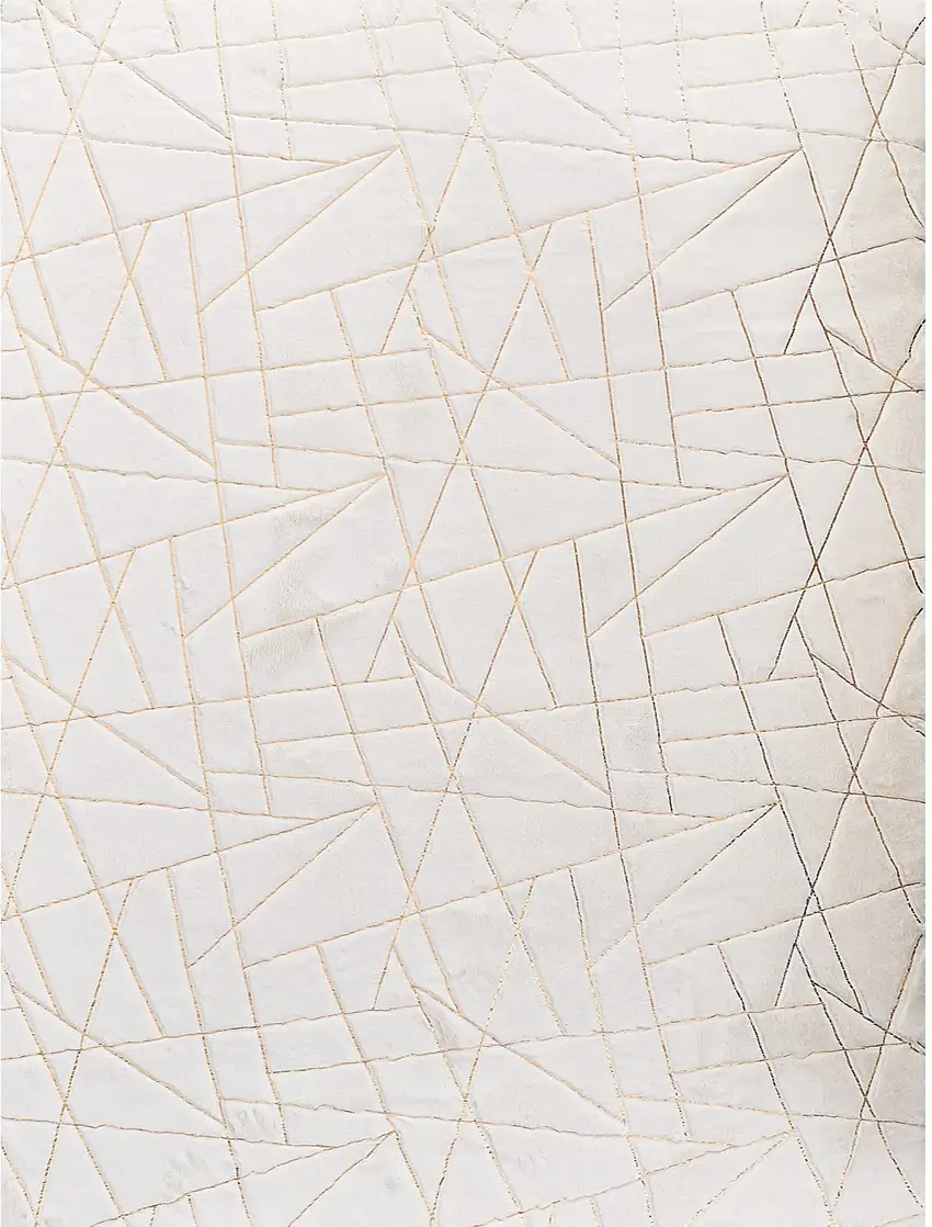 White and Gold Faux Fur Abstract Shag Non Skid Area Rug Photo 2
