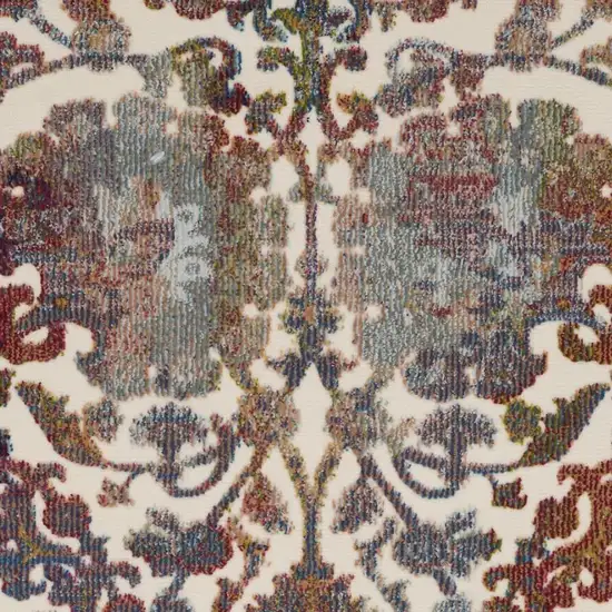 White and Golden Brown Floral Distressed Non Skid Area Rug Photo 5