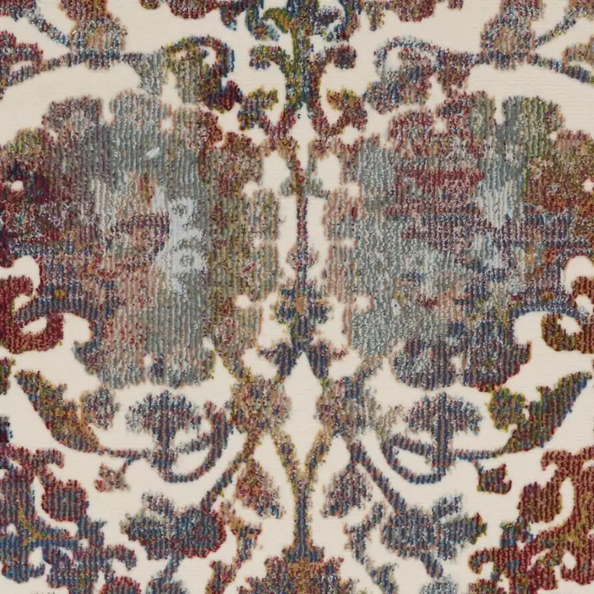 White and Golden Brown Floral Distressed Non Skid Area Rug Photo 5