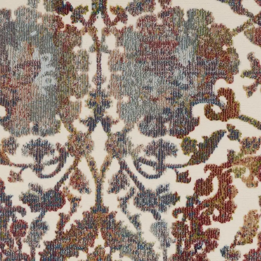 White and Golden Brown Floral Distressed Non Skid Area Rug Photo 3