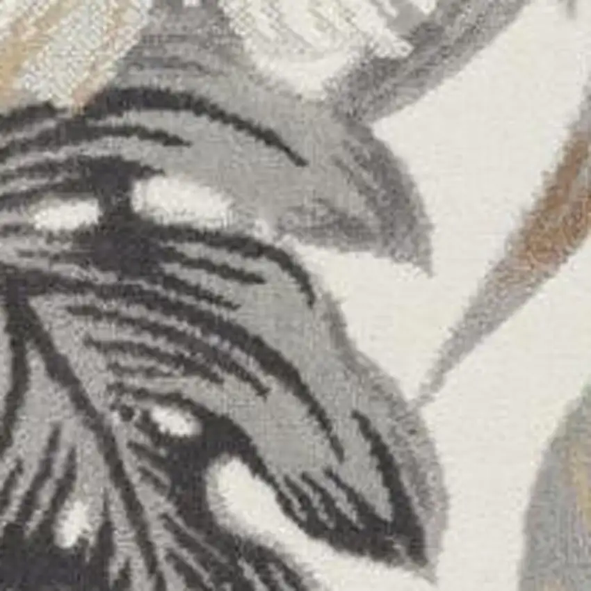 White and Golden Brown Floral Distressed Non Skid Area Rug Photo 3