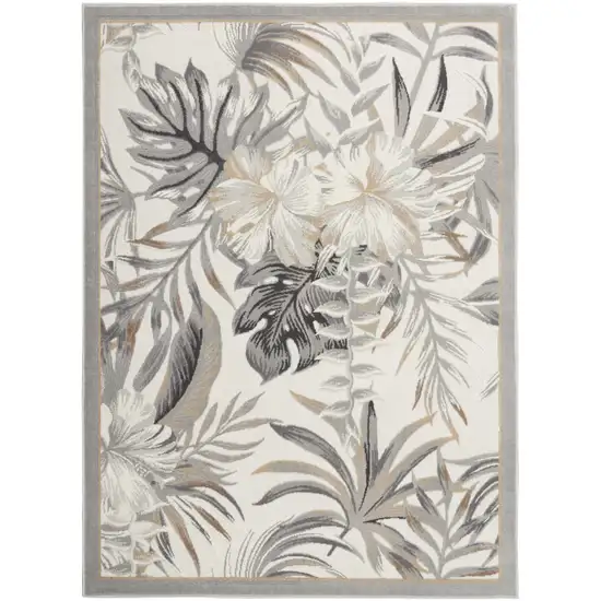 White and Golden Brown Floral Distressed Non Skid Area Rug Photo 6