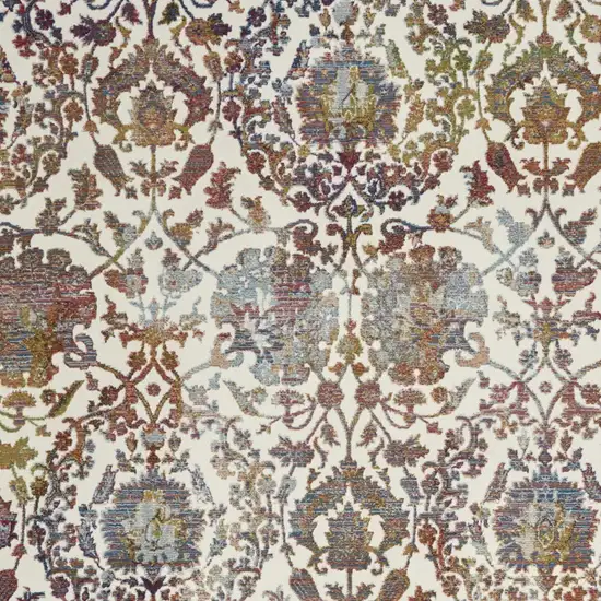White and Golden Brown Floral Distressed Non Skid Area Rug Photo 8