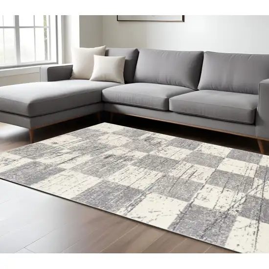 White And Gray Checkered Area Rug Photo 1