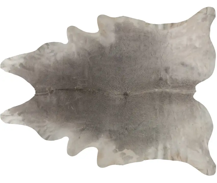White and Gray Cowhide Hand Knotted Area Rug Photo 3