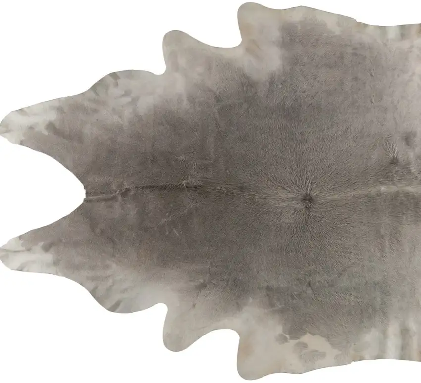 White and Gray Cowhide Hand Knotted Area Rug Photo 4
