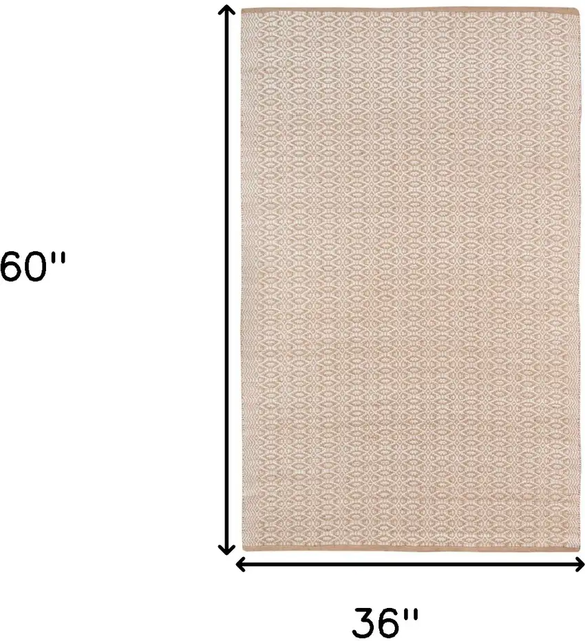 White and Natural Geometric Flatweave Handmade Area Rug Photo 6