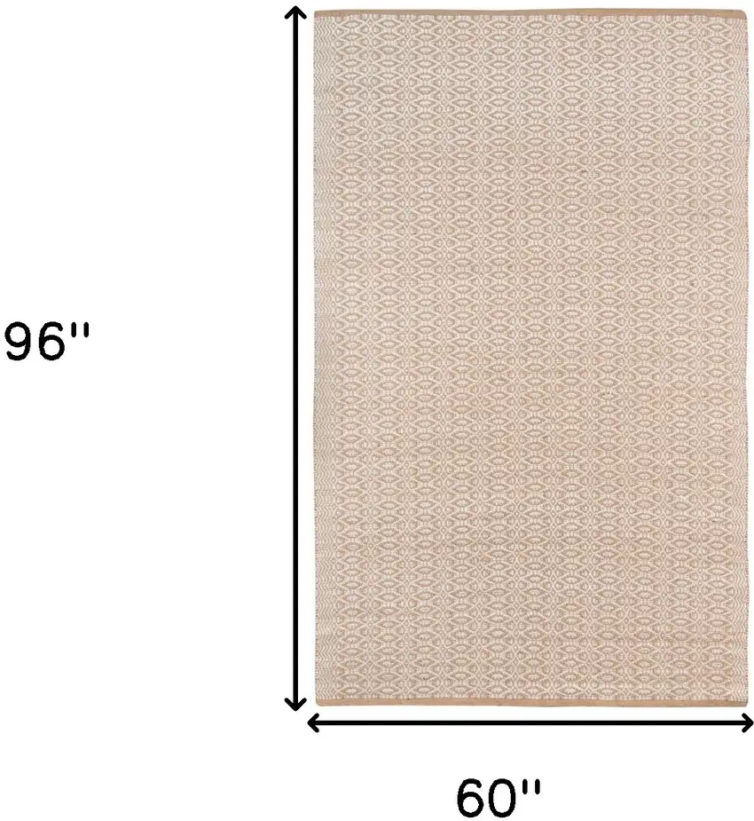 White and Natural Geometric Flatweave Handmade Area Rug Photo 6