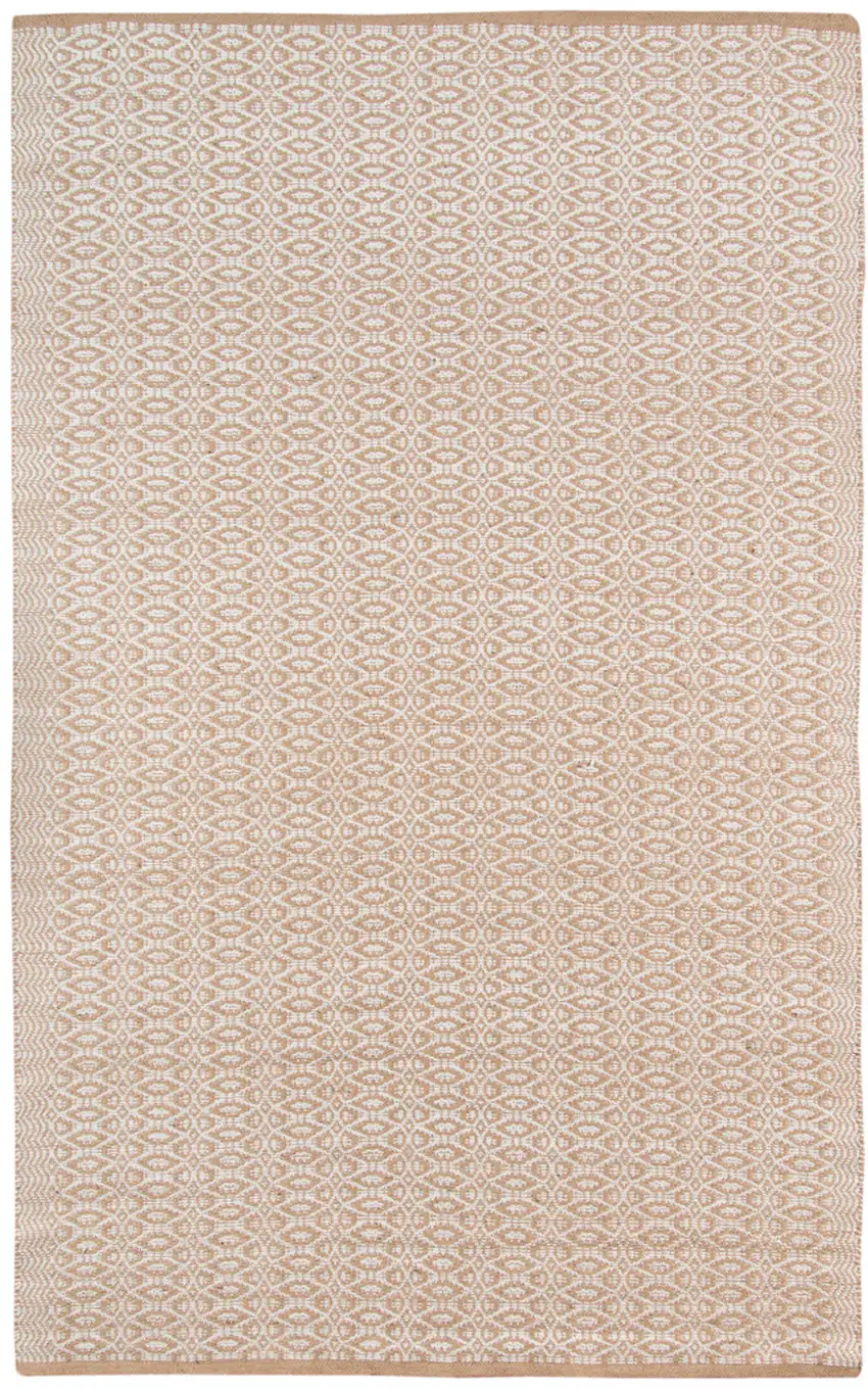 White and Natural Geometric Flatweave Handmade Area Rug Photo 1