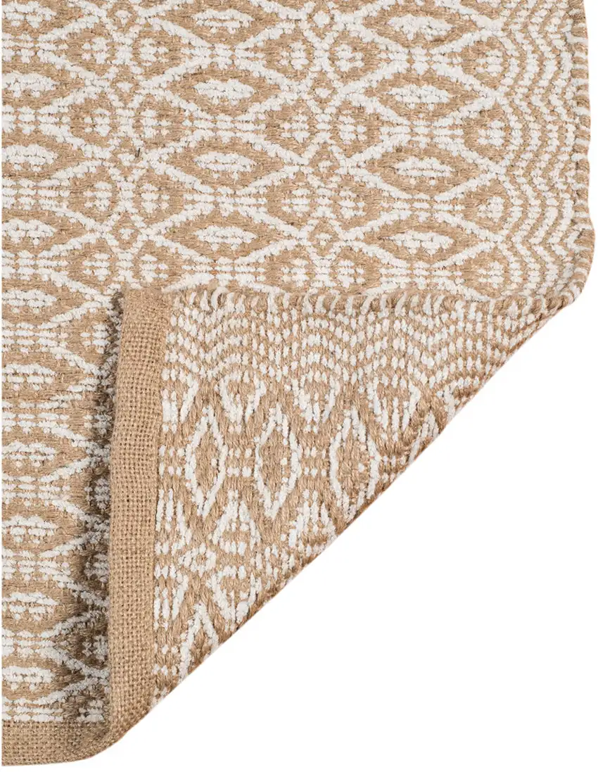 White and Natural Geometric Flatweave Handmade Area Rug Photo 3