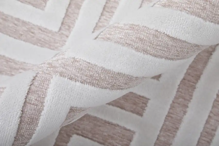White and Pink Geometric Power Loom Area Rug Photo 4