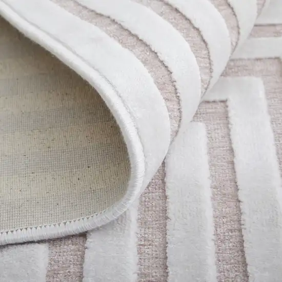 White and Pink Geometric Power Loom Area Rug Photo 7