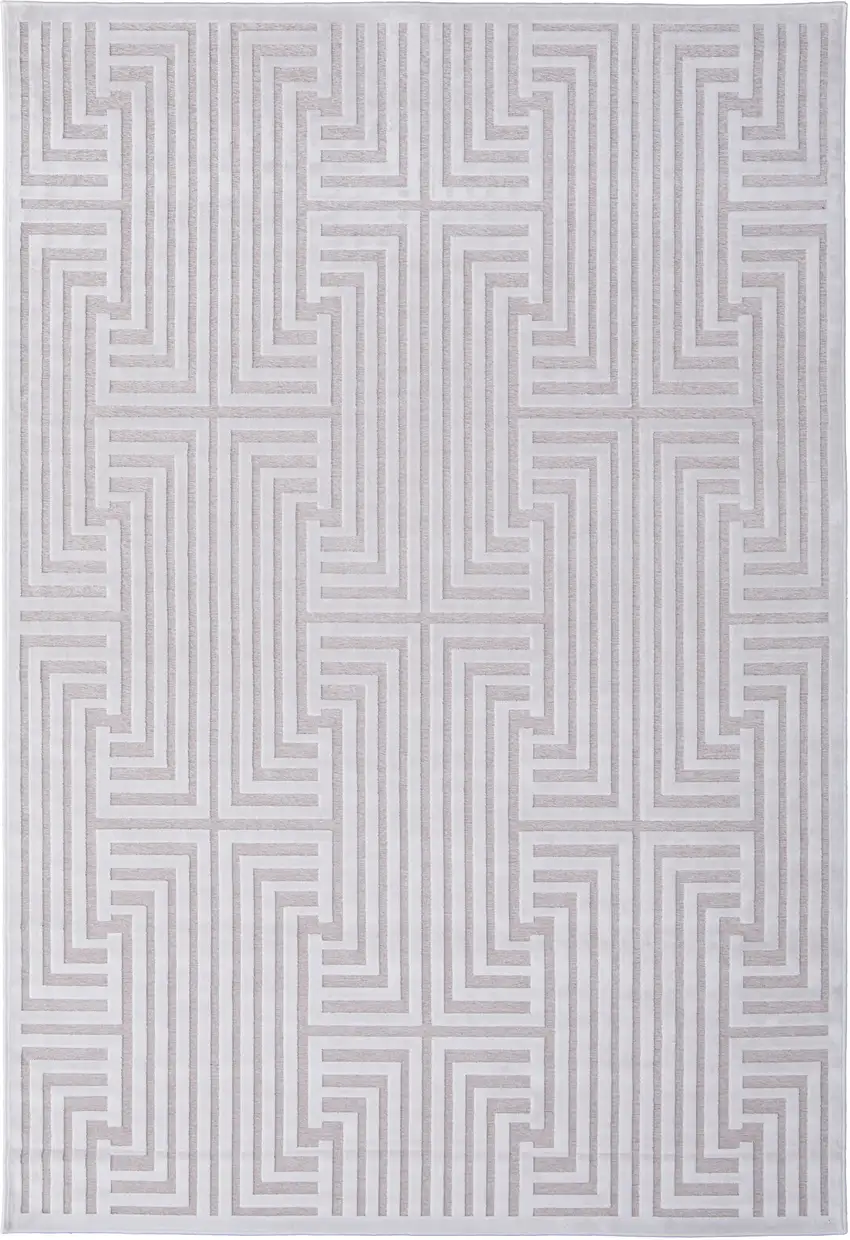White and Pink Geometric Power Loom Area Rug Photo 2