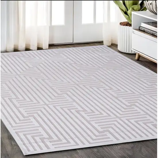 White and Pink Geometric Power Loom Area Rug Photo 1
