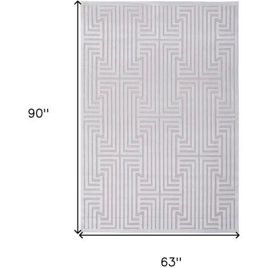 White and Pink Geometric Power Loom Area Rug Photo 3