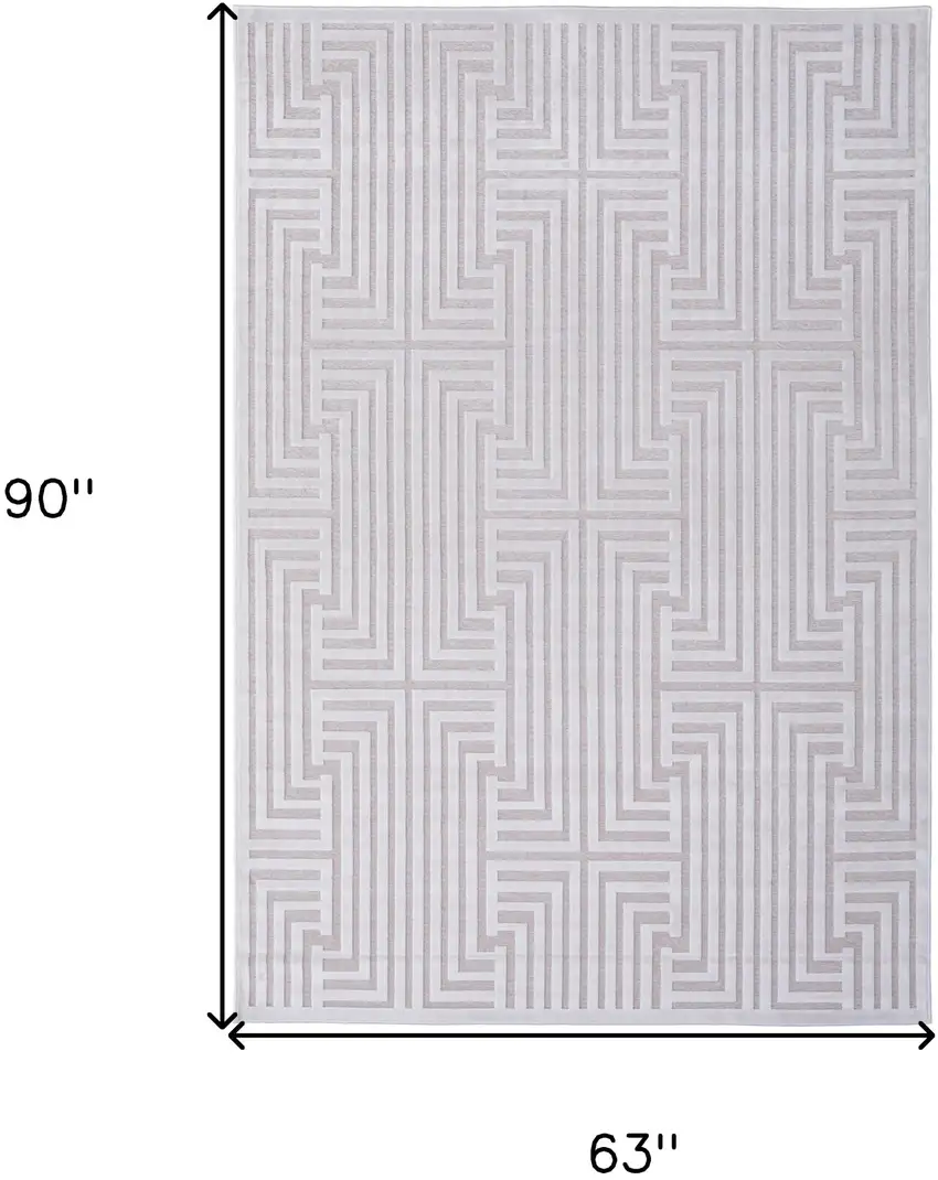 White and Pink Geometric Power Loom Area Rug Photo 3