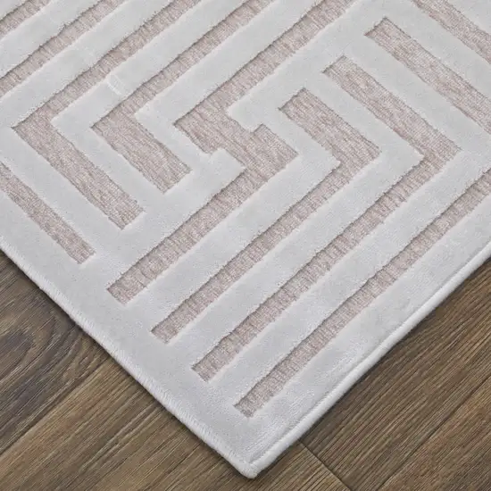 White and Pink Geometric Power Loom Area Rug Photo 5