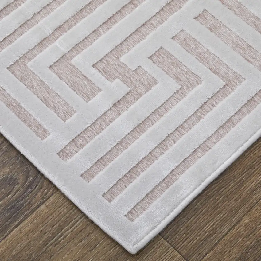 White and Pink Geometric Power Loom Area Rug Photo 5