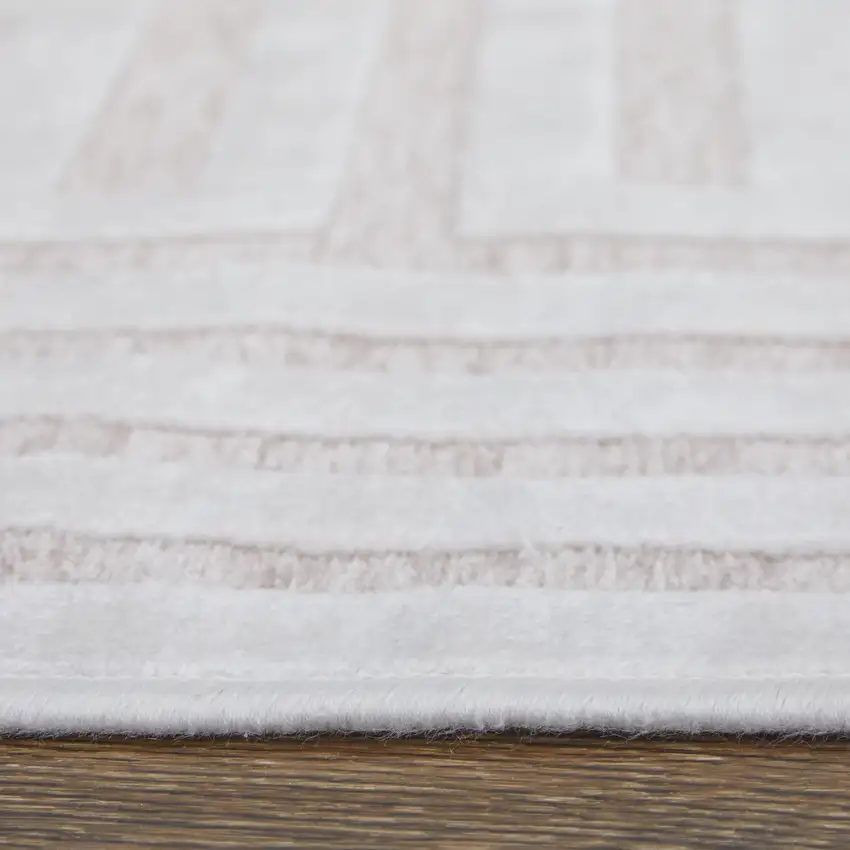 White and Pink Geometric Power Loom Area Rug Photo 9