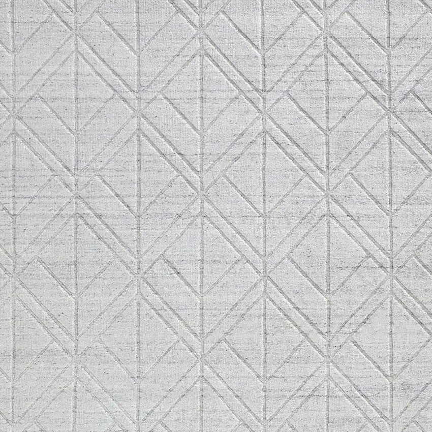 White and Silver Geometric Hand Woven Area Rug Photo 5