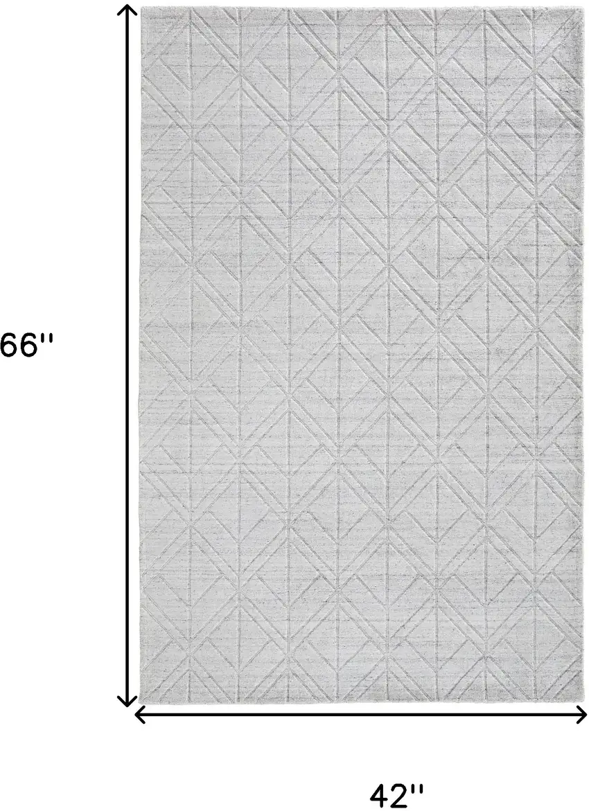 White and Silver Geometric Hand Woven Area Rug Photo 3