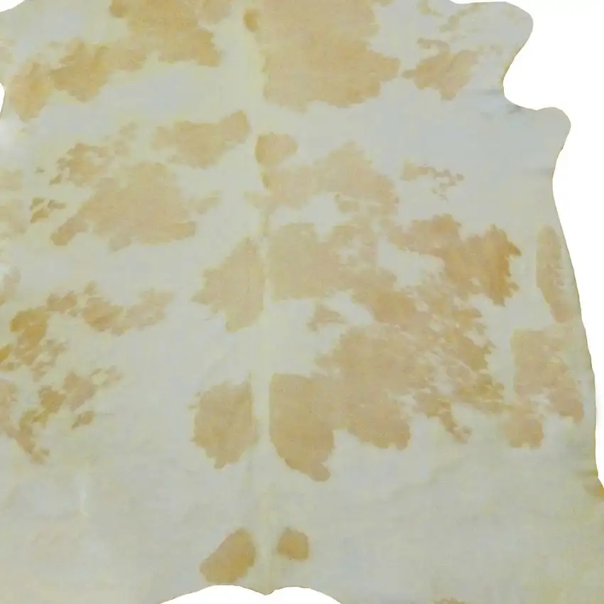 6.5' White And Tan Brazilian Natural Cowhide Area Rug Photo 3
