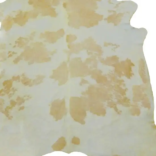 6.5' White And Tan Brazilian Natural Cowhide Area Rug Photo 3