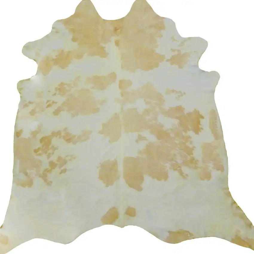 6.5' White And Tan Brazilian Natural Cowhide Area Rug Photo 4