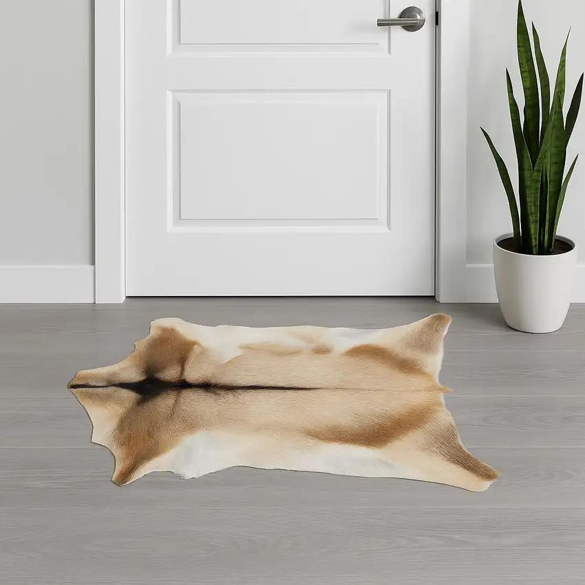 Tan And White Cowhide Cowhide Print Hand Woven Area Rug Photo 1