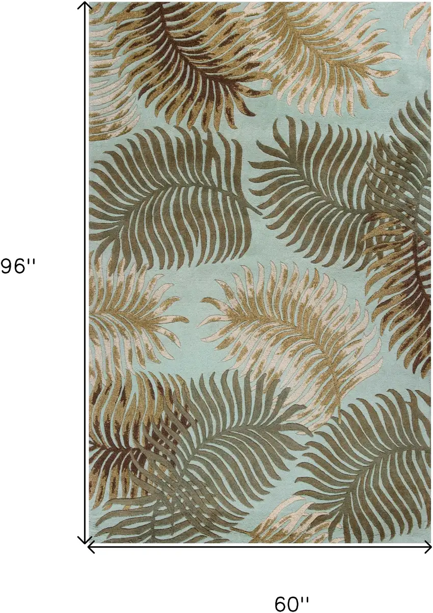 Wool Aqua Area Rug Photo 3