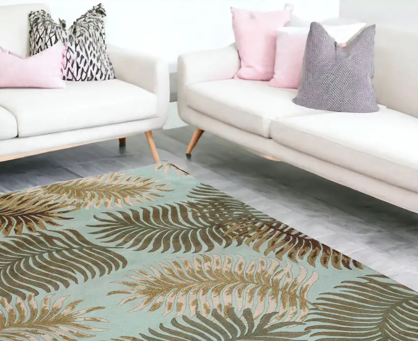 6 Wool Aqua Area Rug Photo 2