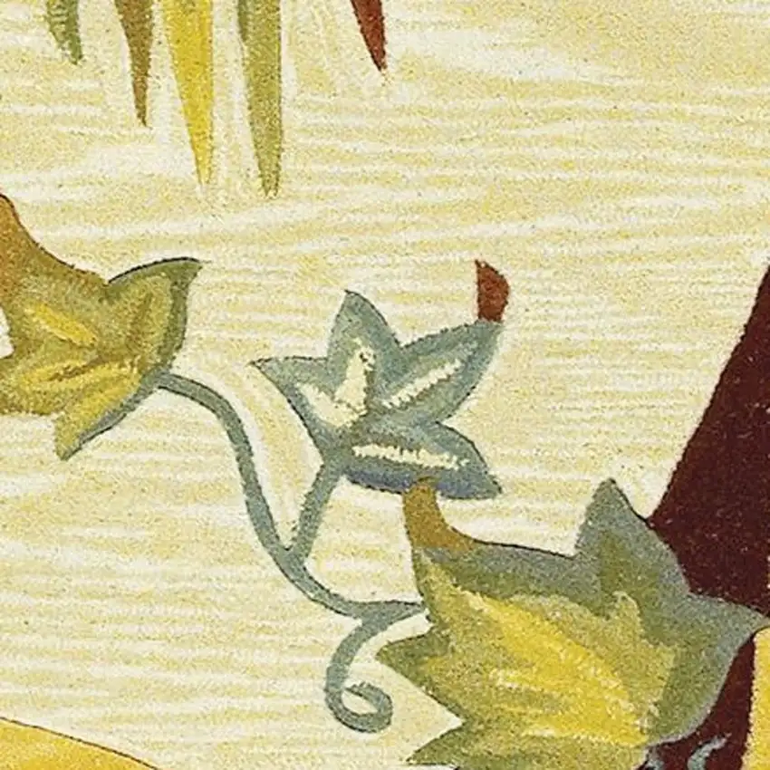 Coral Green And Ivory Wool Tropical Botanical Hand Tufted Area Rug Photo 8