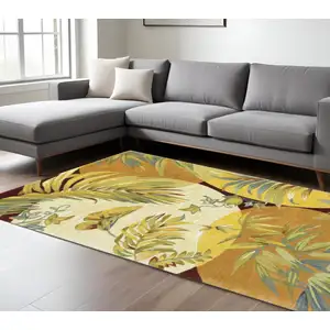 Photo of Wool Beige with Greenery Area Rug