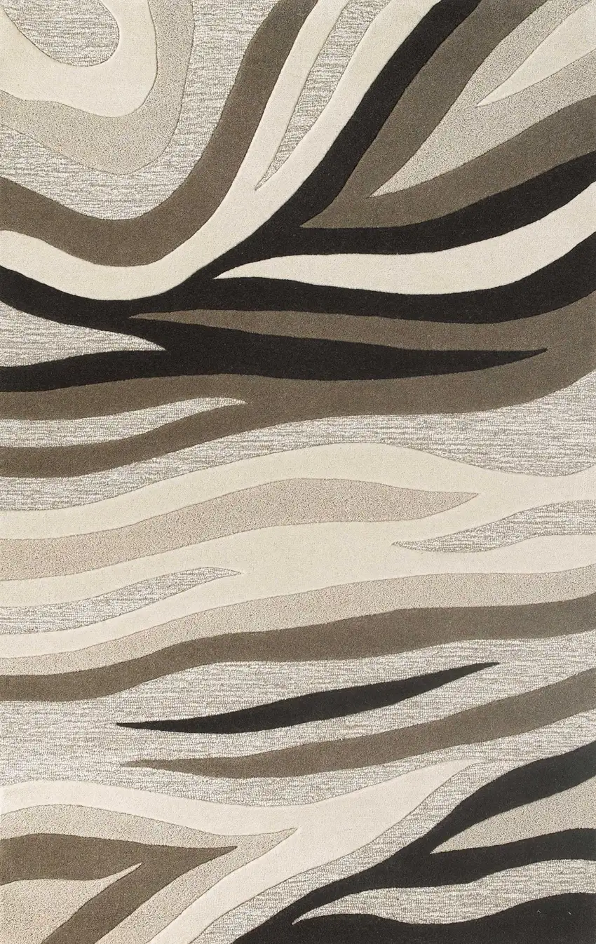Wool Black Or  Beige Area Rug Photo 2