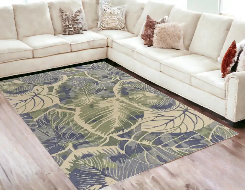 Wool Blue Or  Green Area Rug Photo 1