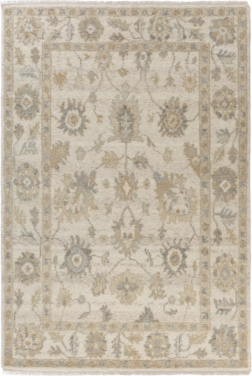 Wool Floral Hand Knotted Area Rug Photo 1