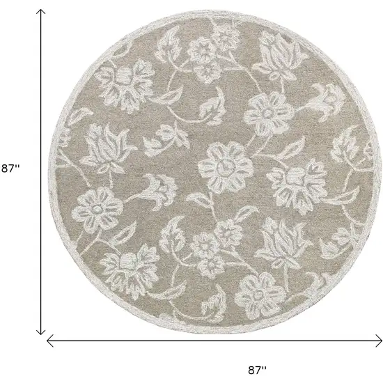 Wool Floral Hand Tufted Round Rug Photo 3