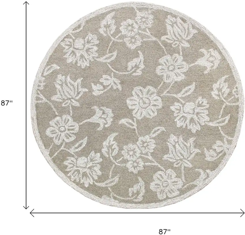Wool Floral Hand Tufted Round Rug Photo 3