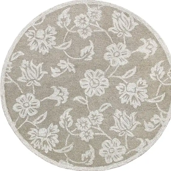 Wool Floral Hand Tufted Round Rug Photo 5