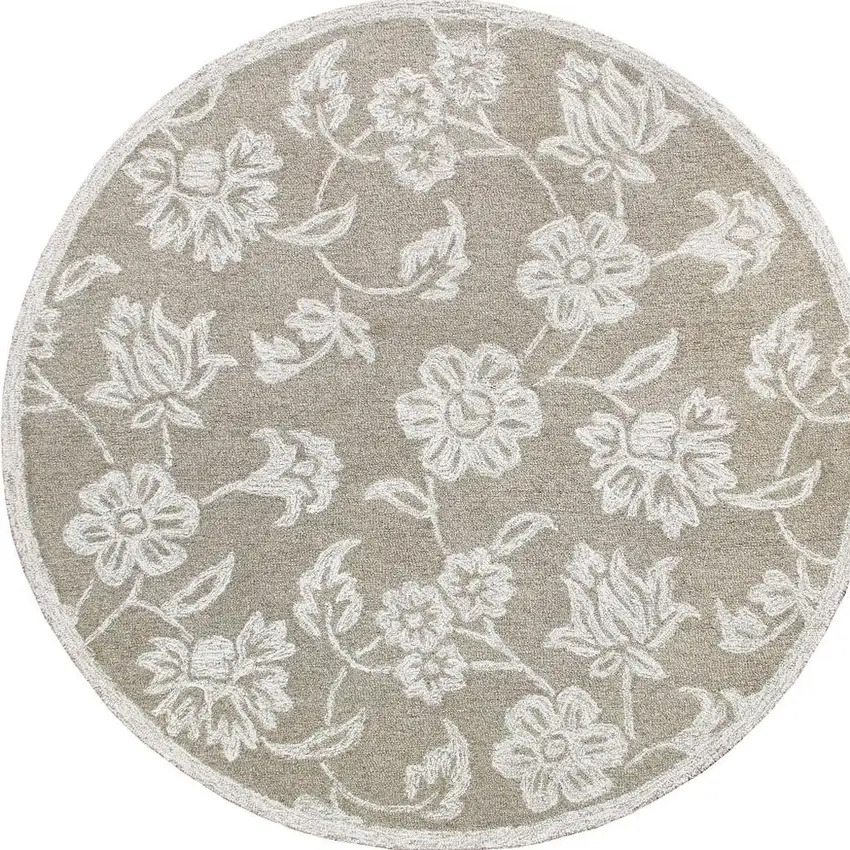 Wool Floral Hand Tufted Round Rug Photo 5