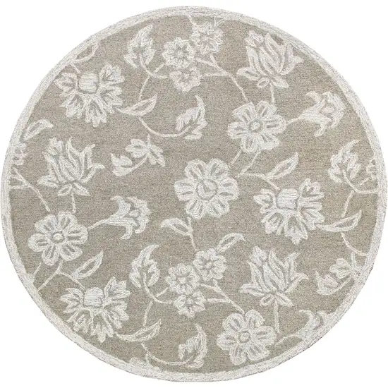 Wool Floral Hand Tufted Round Rug Photo 2