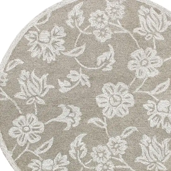 Wool Floral Hand Tufted Round Rug Photo 4
