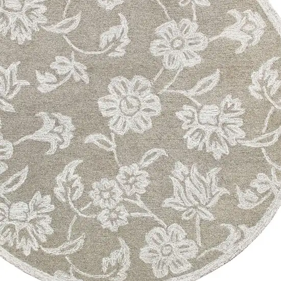 Wool Floral Hand Tufted Round Rug Photo 4