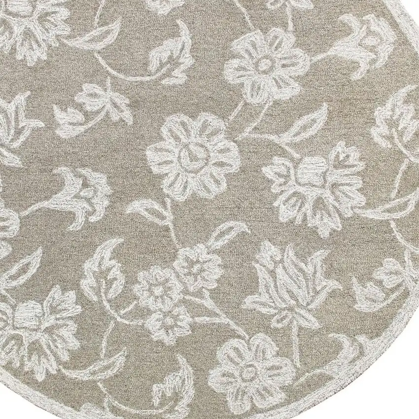 Wool Floral Hand Tufted Round Rug Photo 4