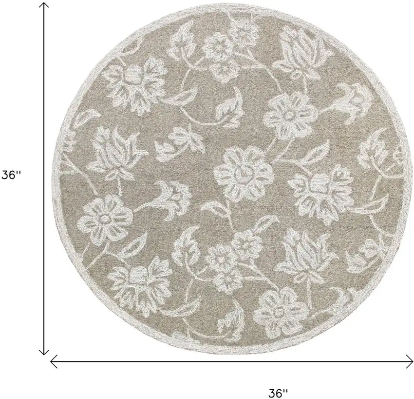 Wool Floral Hand Tufted Round Rug Photo 3