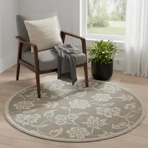 Photo of Wool Floral Hand Tufted Round Rug