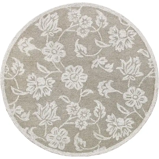 Wool Floral Hand Tufted Round Rug Photo 5