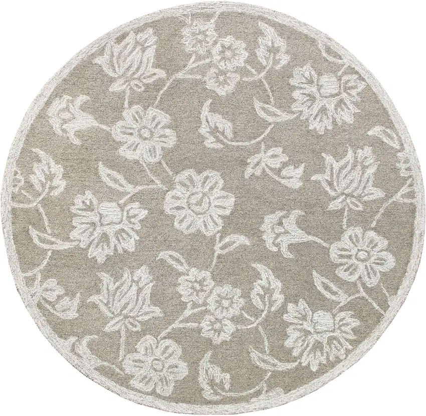 Wool Floral Hand Tufted Round Rug Photo 5